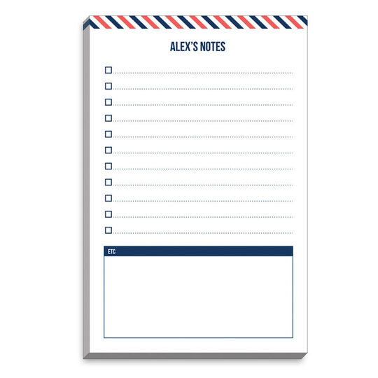 Navy and Orange Preppy Stripe Check List Notepads